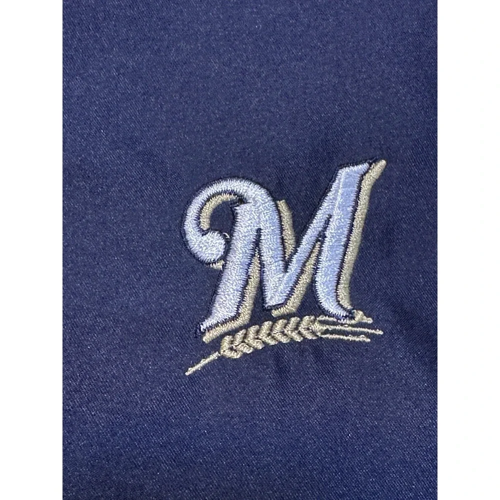 Men's XXL Cutter & Buck WindTec Milwaukee Brewers Long Sleeve pullover Navy